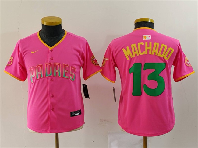 Youth San Diego Padres #13 Manny Machado Pink Stitched Baseball Jersey Youth San Diego Padres #13 Manny Machado Pink Stitched Baseball Jersey